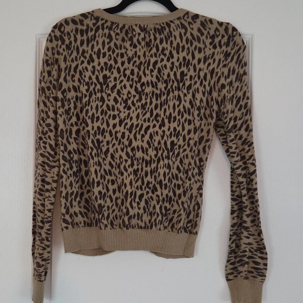 H&M Tan and Brown Animal Print Cardigan Size 10